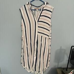 Free Republik Striped Mini Swim Cover Up / T-Shirt Dress Women's Size Small